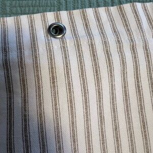 NWOT 100% heavy cotton fabric shower curtain tan ticking stripe 68”x73”